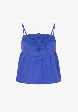 Morgan, MORGAN MORGAN EMBROIDERED TOP WITH THIN STRAPS - Top - bleu