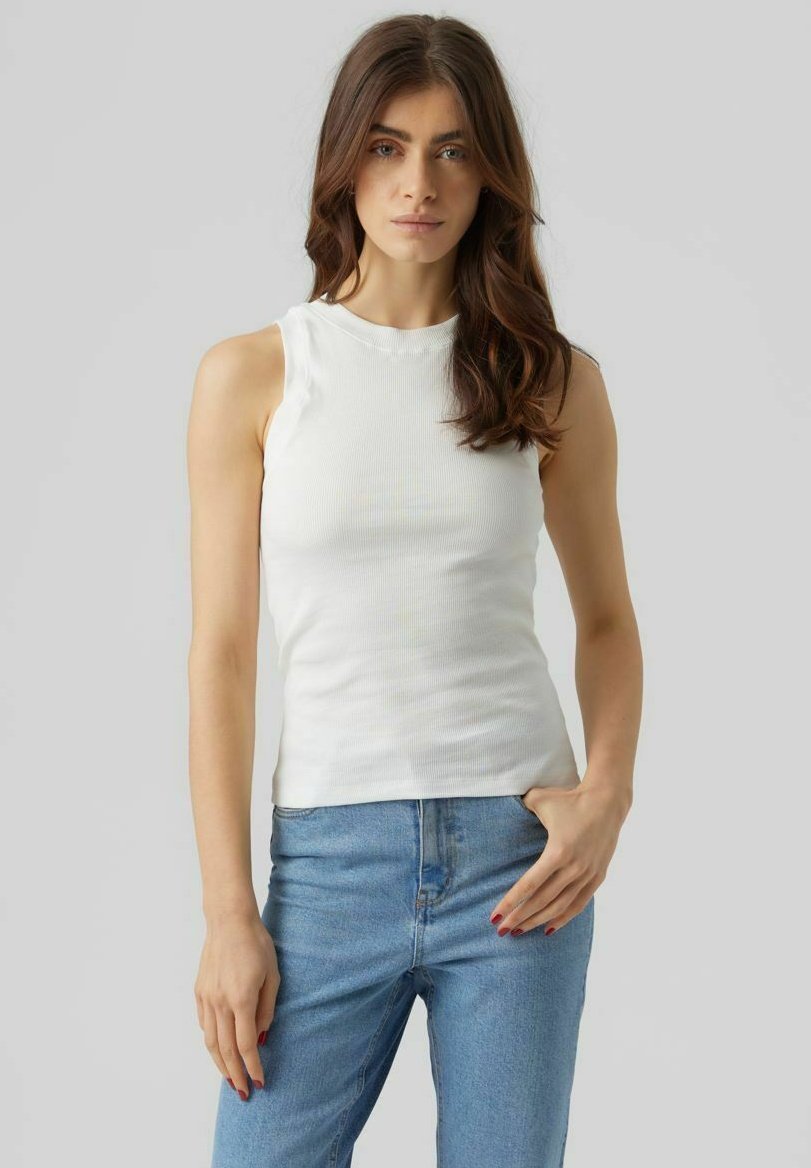 VERO MODA Damen Top Vmloretta – ärmellos Mit Stickerei, Weiche Baumwolle, Regular Fit