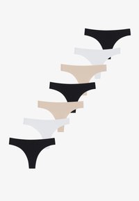Set von sieben Slips in Schwarz, Weiß und Nude. Hergestellt aus weichem Stoff, mit nahtlosem Design und breitem elastischem Bund.