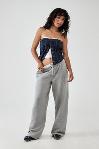 BDG Urban Outfitters WIDE LEG JOGGER - Spodnji deli trenirk - grey marl