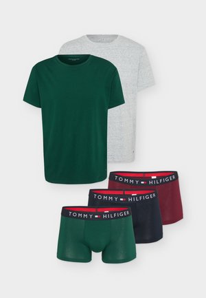 Tommy Hilfiger ORIGINAL 3 TRUNK AND 2 TEE - Souprava spodního prádla - green/grey/dark red