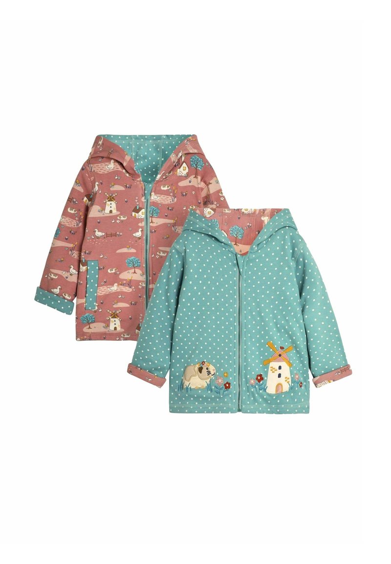 JoJo Maman Bébé BUNNY MOUSE APPLIQUE REVERSIBLE REGULAR FIT - Užtrauktuku užsegamas treningas - duck egg blue guinea pig