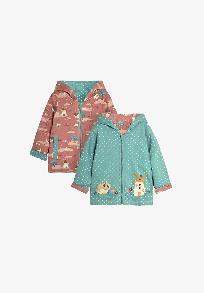 JoJo Maman Bébé BUNNY MOUSE APPLIQUE REVERSIBLE REGULAR FIT - Užtrauktuku užsegamas treningas - duck egg blue guinea pig