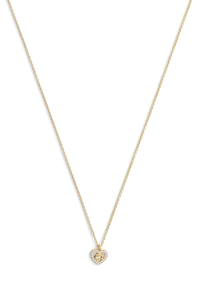 COACH SIGNATURE C PAVÉ HEART Necklace open white/white