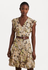 Lauren Ralph Lauren FLORAL RUFFLE TRIM GEORGETTE DRESS - Vestito casual - green