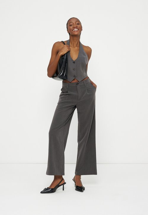 VERO MODA Vmmaya Kiara Mw Straight Pant, Medium grijs (grey melange), S