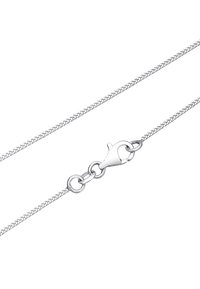 Silberne Metallkette aus einer strukturierten Webdesign mit einem sicheren Karabinerverschluss und runden Gliedakzenten.