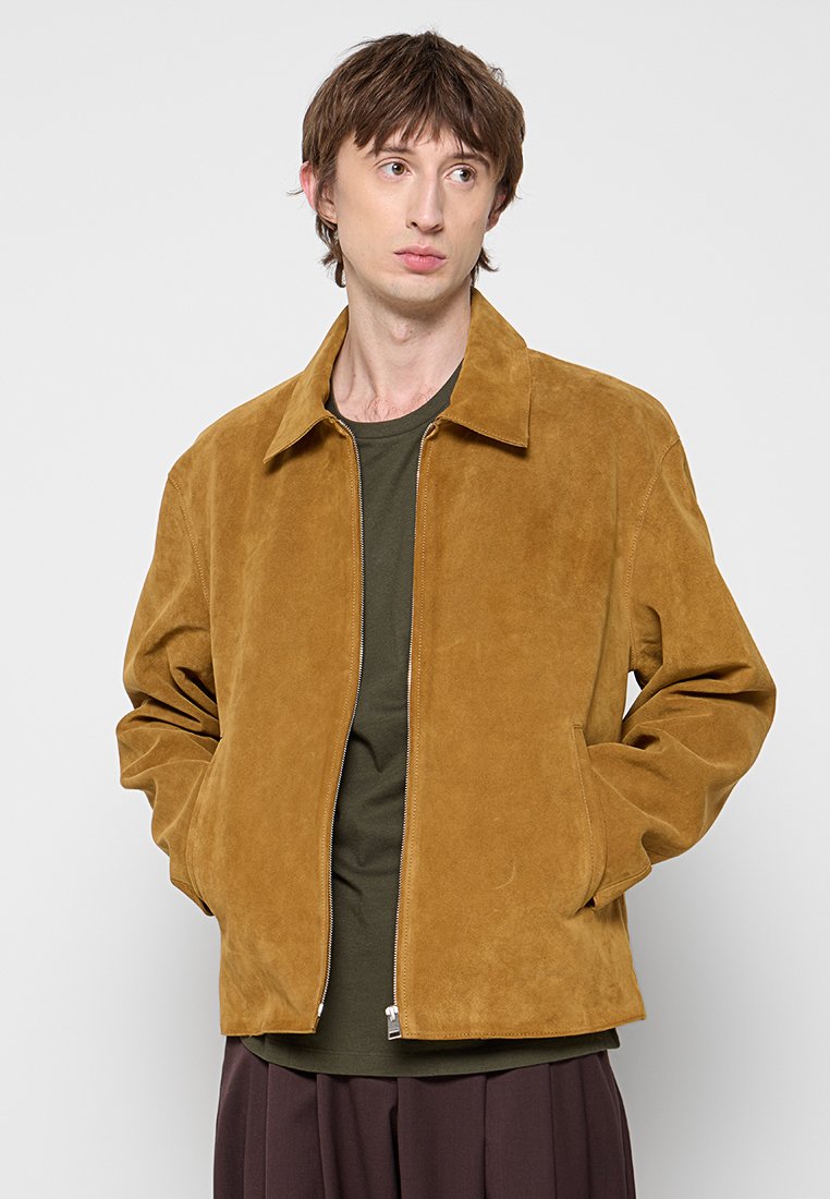 sandro Leren jas camel sandro Leren jas camel