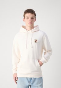Tommy Jeans FLAG CREST HOOD - Hoodie - ancient white