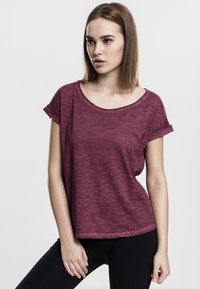 Urban Classics - LADIES LONG BACK SHAPED SPRAY DYE TEE - Osnovna majica kratkih rukava - burgundy Minijatura 1