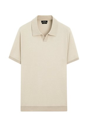Massimo Dutti, 100% COTTON CONTRAST KNIT POLO SWEATER - Poloshirt - light green
