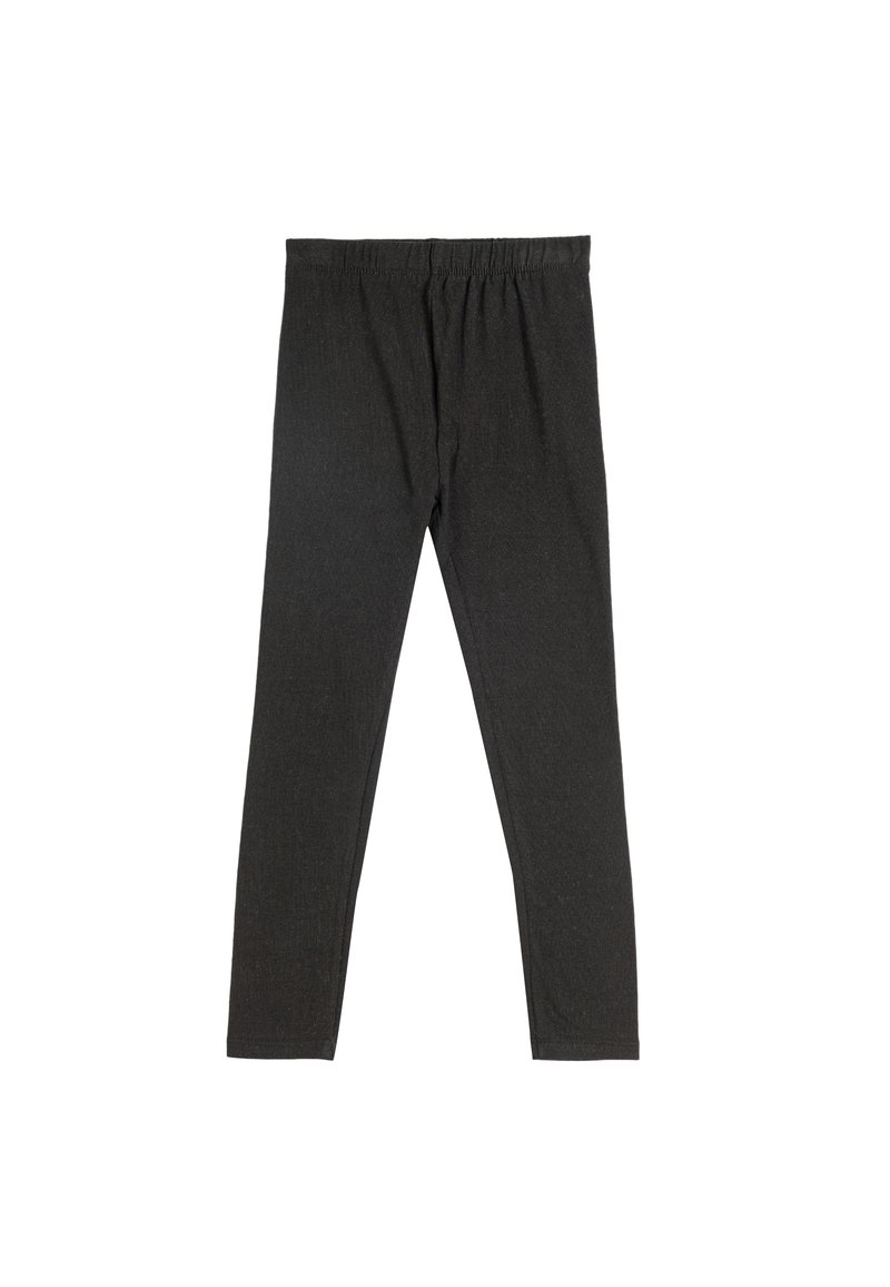 Svarta leggings gjorda av stretchigt tyg, med en slät yta, elastisk midja och en figurnära design som smalnar av vid anklarna.