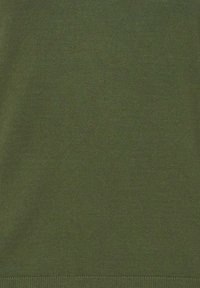 Maglione verde lavorato a maglia con una trama liscia. Caratterizzato da un collo rotondo e un orlo a coste, realizzato in un tessuto leggero. Design semplice e monocolore.