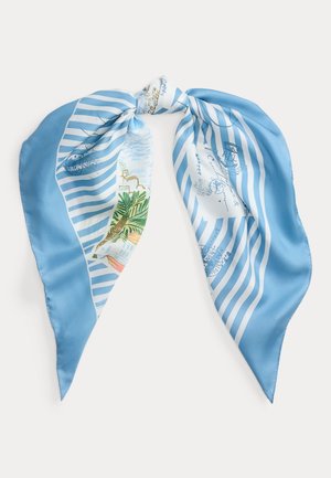 Lauren Ralph Lauren, STRIPED POSTCARD-PRINT SILK SQUARE SCARF - Foulard - light blue