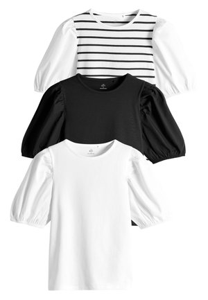 THE SET, REGULAR FIT - 3 PACK  - T-shirt con stampa - black white black and white stripe