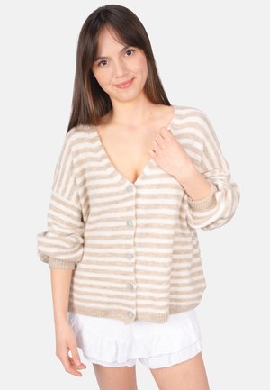 CANDY - Strickjacke - taupe weiß