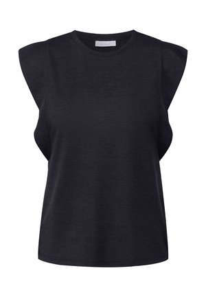 Mustaton hihaton paita, jossa on pyöreä pääntie ja muotoillut olkapäät. Valmistettu pehmeästä, teksturoidusta kankaasta, jossa on rento istuvuus.