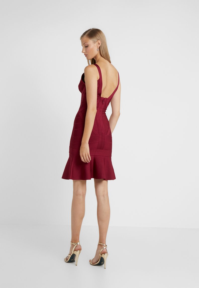 Herve Leger V Neck Bandage Dress Etuikleid Dark Maroon Rot Zalando At