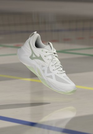Mizuno, WAVE MOMENTUM PRO - Обувки за волейбол - white/aqua gray/ambrosia