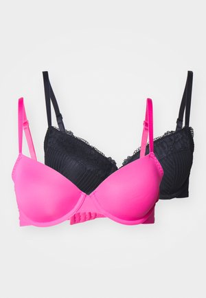 MURIEL 2 PACK - T-shirt bra - black/pink