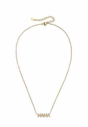 Collier délicat en chaîne dorée avec le mot "MAMA" épelé en petits strass scintillants en pendentif.