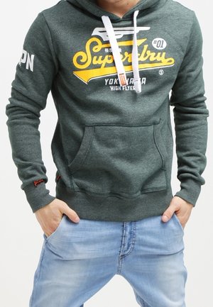 Sweat à capuche - mottled dark green
