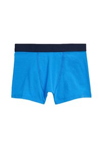 Modré bavlněné boxerky s námořnickým pasem, které mají přiléhavý design a hladkou texturu, ideální pro pohodlí a podporu.