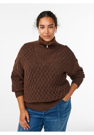 MIT HOHEM KRAGEN UND STRUKTUR - Strickpullover - bracken melange