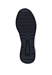 Zwarte rubberen schoenzool met horizontale en verticale groeven. Heeft centrale branding en maatmarkeringen. Gladde randen voor extra comfort.