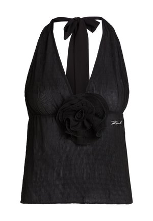 KARL LAGERFELD, DNA FLOWER PLISSÉ HALTER  - Accessoire de plage - black