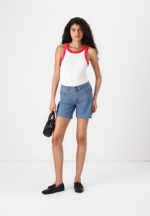 ONLDIANA 2 PACK - Džinsiniai šortai - medium blue denim/black