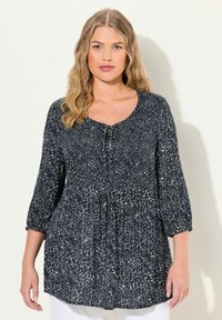 Ulla Popken 3/4 SLEEVE SMOCKED - Camicetta - navy blue