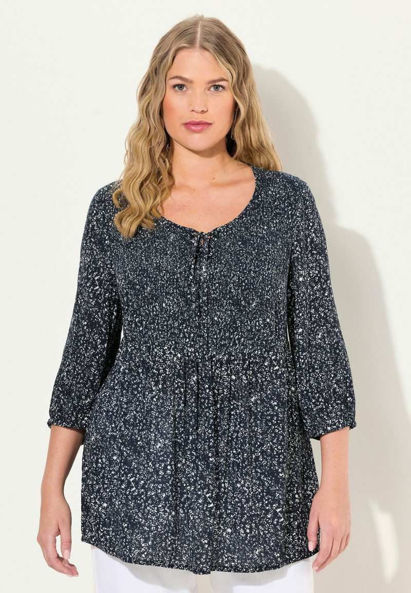 Ulla Popken 3/4 SLEEVE SMOCKED - Camicetta - navy blue