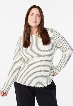 GESTREIFTE MIT WELLIGEN KANTEN - Pitkähihainen paita - white w. black strip