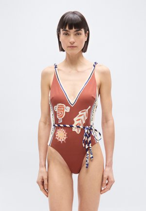 SOLEIL D'AMOUR V NECK ONE PIECE - Μαγιό - rust