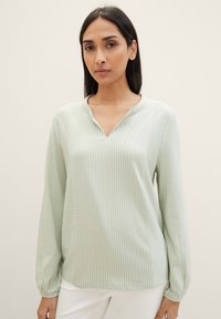 TOM TAILOR Blus - desert green white thin stripe