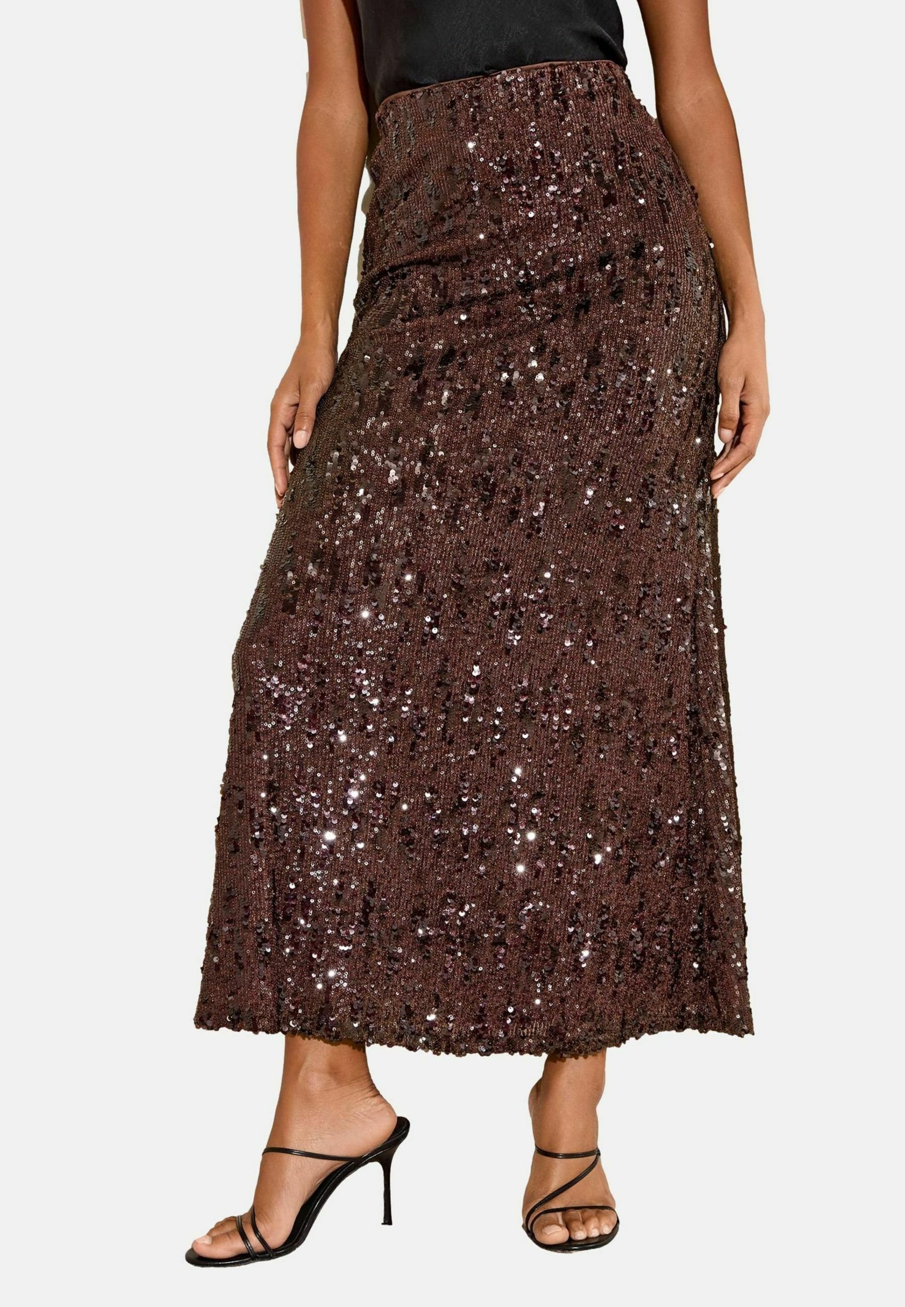 NUKUS midi rok met pailletten zilver NUKUS midi rok met pailletten zilver
