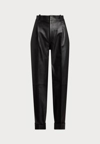 PLEATED LEATHER PANT - Pantalón de cuero - black