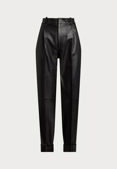 Polo Ralph Lauren PLEATED LEATHER PANT - Kožené nohavice - black