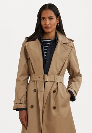 DOUBLE BREASTED COTTON BLEND TRENCH COAT - Trench - sand