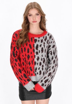 Maglione - grey melange red leo