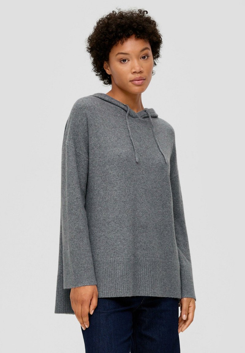 s.Oliver MIT VERLÄNGERTEM RÜCKENSAUM - Kapuzenpullover - graphit