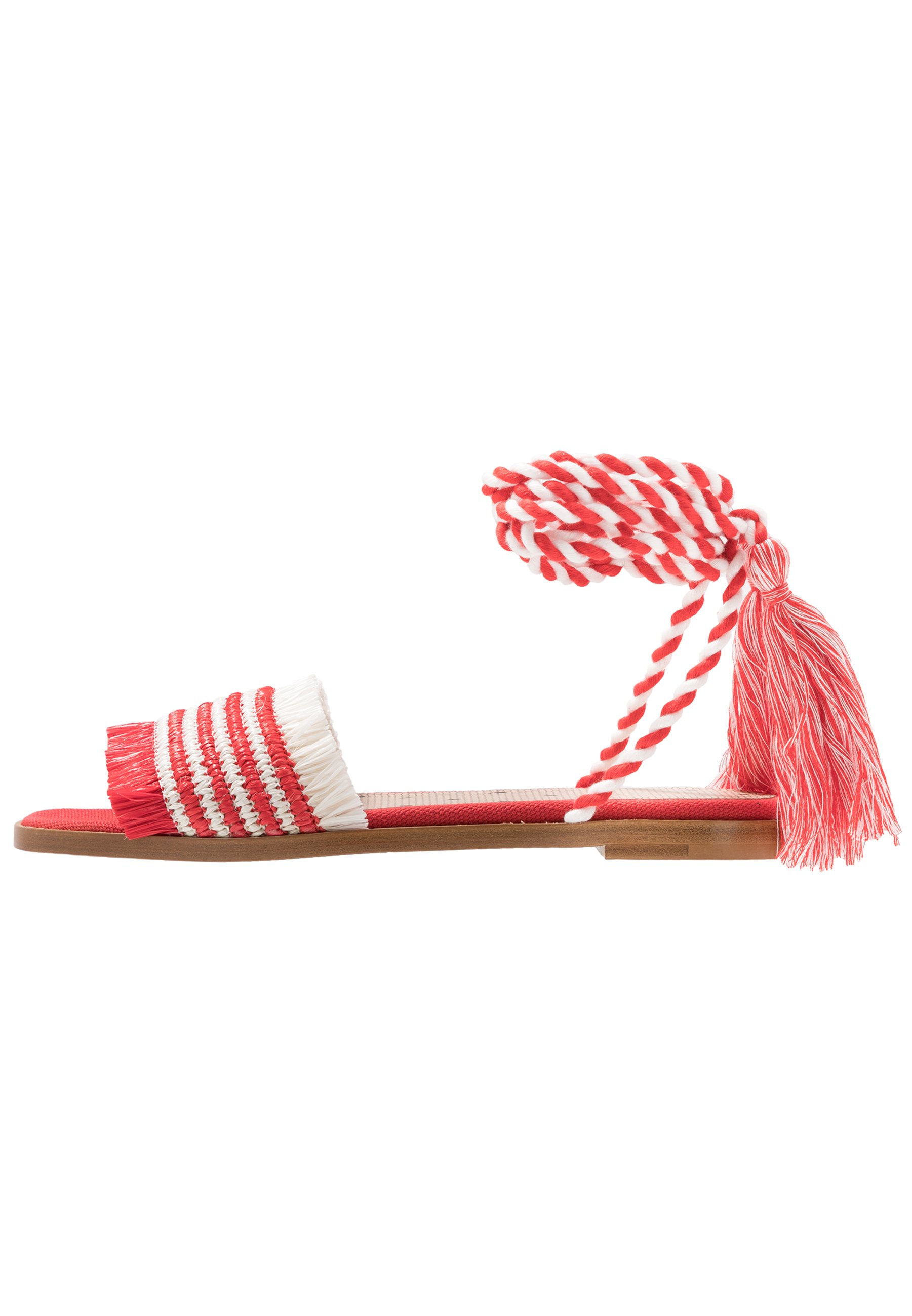 white and red sandals