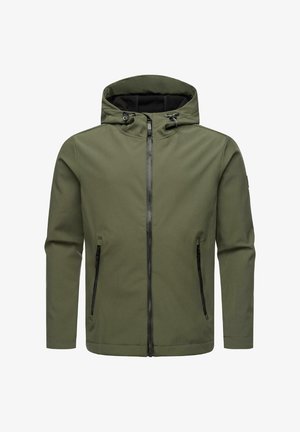 Vīriešu olīvzaļā kapuce ar priekšējo rāvējslēdzēju, melniem akcentiem un divām sānu kabatām. Izceļas ar gludu tekstūru un regulējamu kapuci.