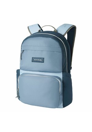 Zaino imbottito azzurro chiaro e blu navy con molteplici scomparti con zip e spallacci regolabili.