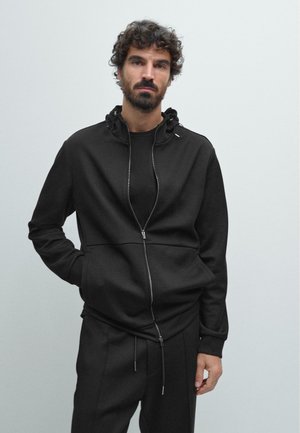 WITH ADJUSTABLE HOOD - Sweat zippé - black