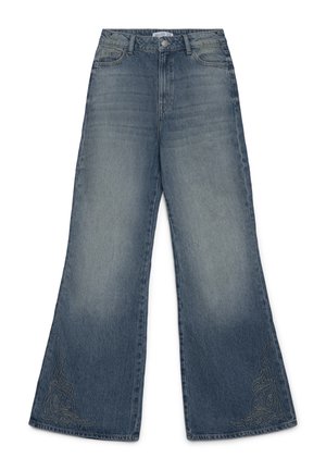 LUNGO RICAMO - Flared Jeans - blu denim sabbiato
