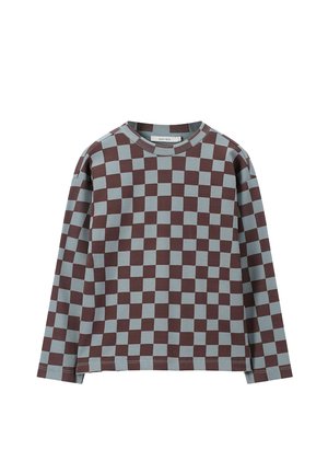 LANGARMSHIRT MIT BLOCKMUSTER - Long sleeved top - blau