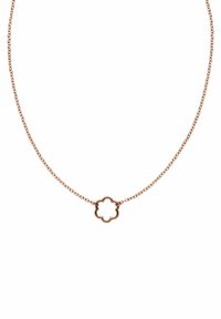 Roze-gouden ketting met een bloemenvormige hanger met een open midden. De ketting heeft een delicate, gestructureerde uitstraling voor extra interesse.