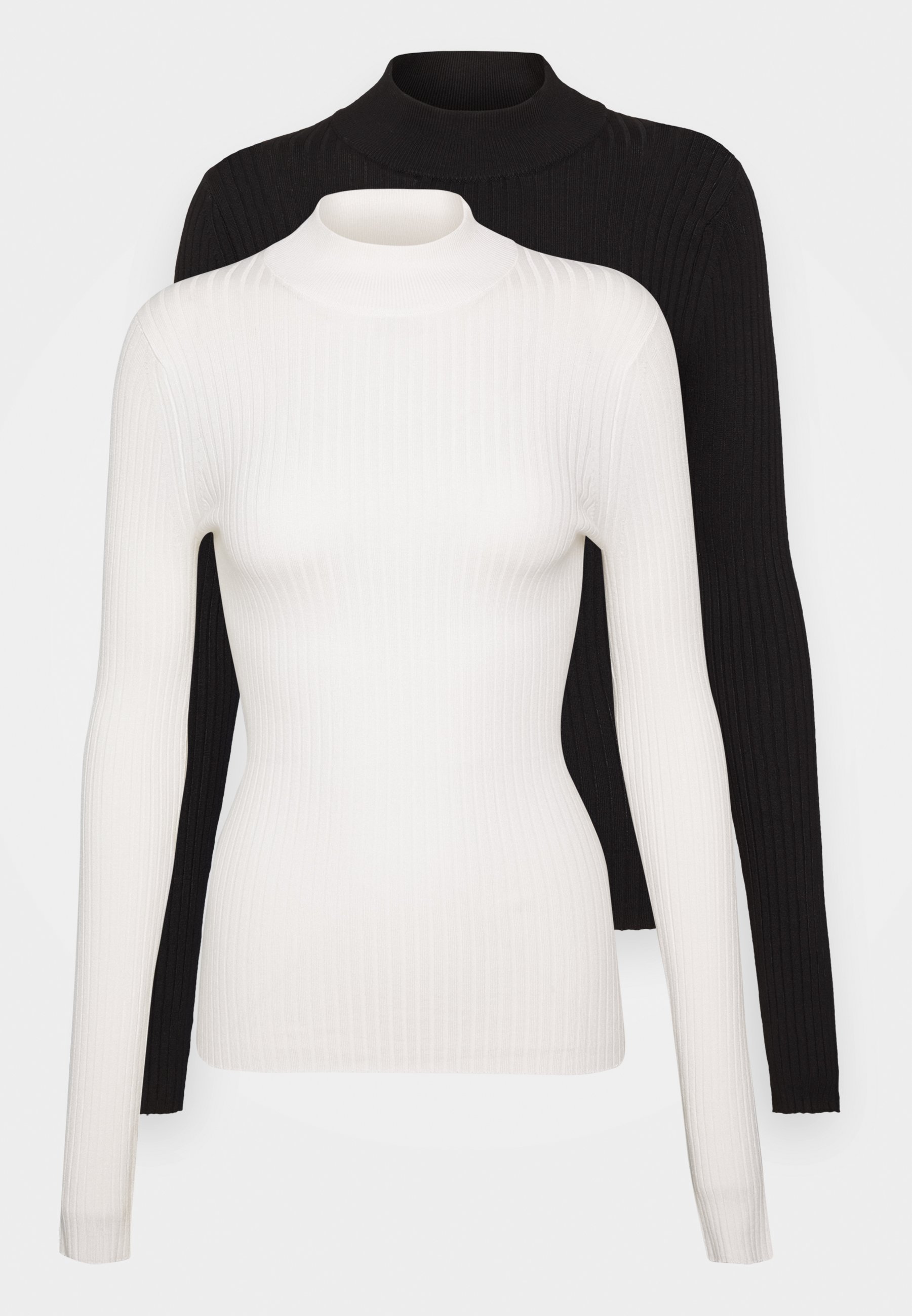 Even&Odd 2 PACK Strikkegenser blackoff white Zalando.no Even&Odd Strikkegenser black Zalando.no